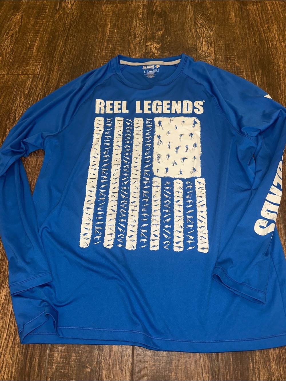 Reel Legends Men’s Blue Long Sleeve Performance Fishing Shirt Size Large